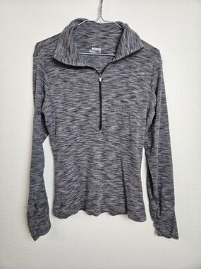Columbia Women's Grey Space-Dye Pullover Long Sleeve Top Medium